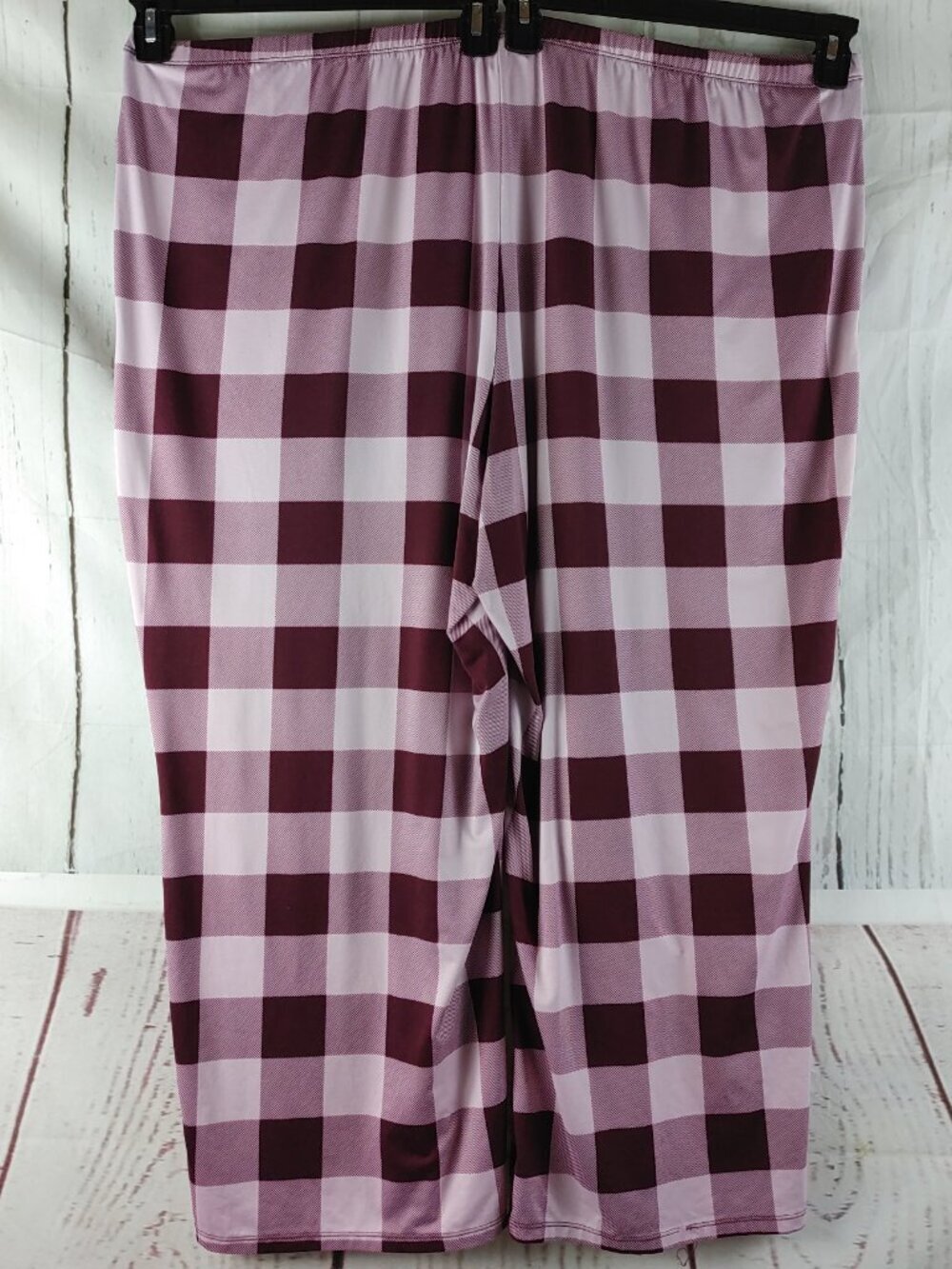 Joyspun Hello Beautiful Size 3X(22W-24W) Maroon/Plaid 2pc Lounge Set W/Pocket - Picture 13 of 16